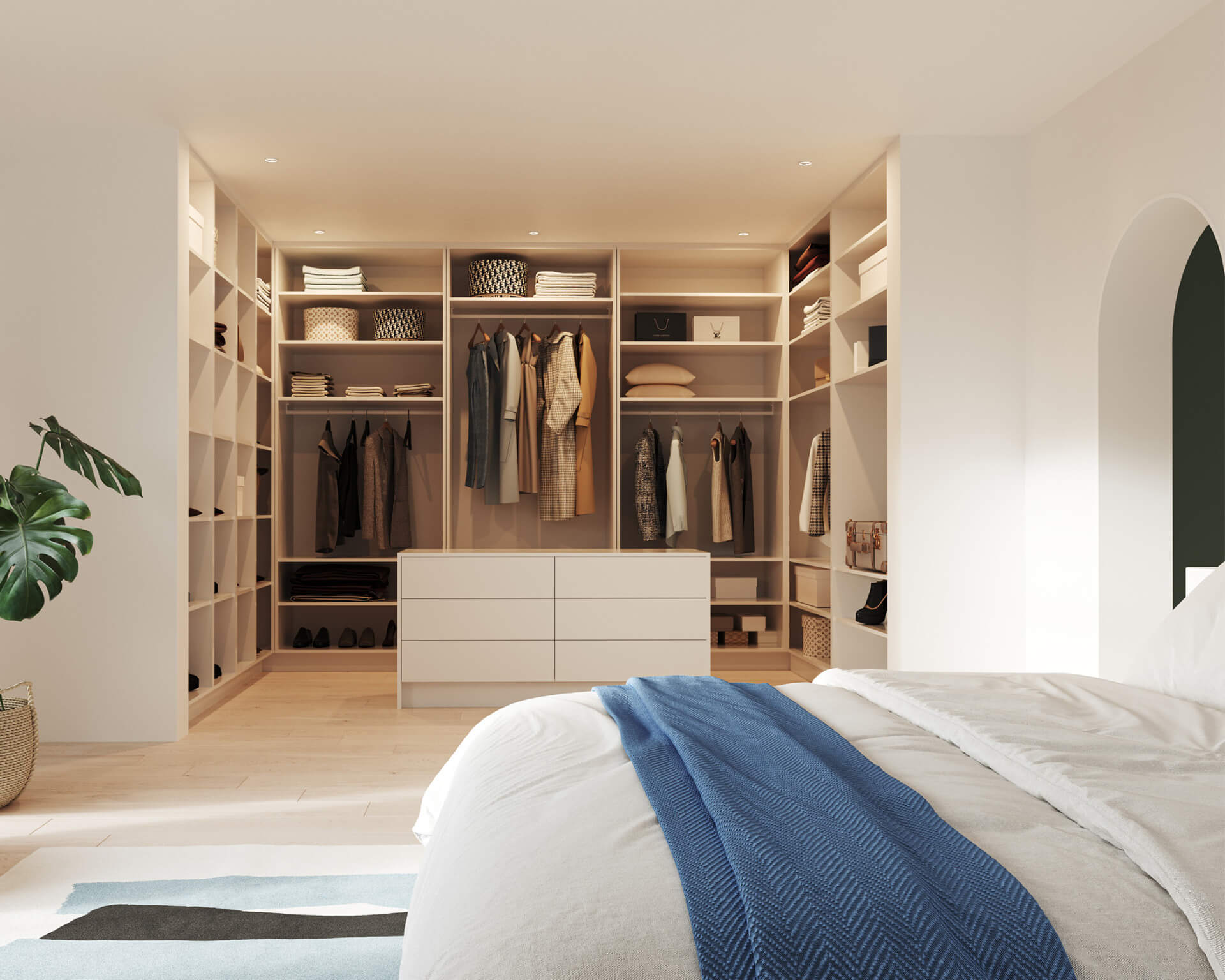 Dressing op maat met eiland van MaatkastenOnline