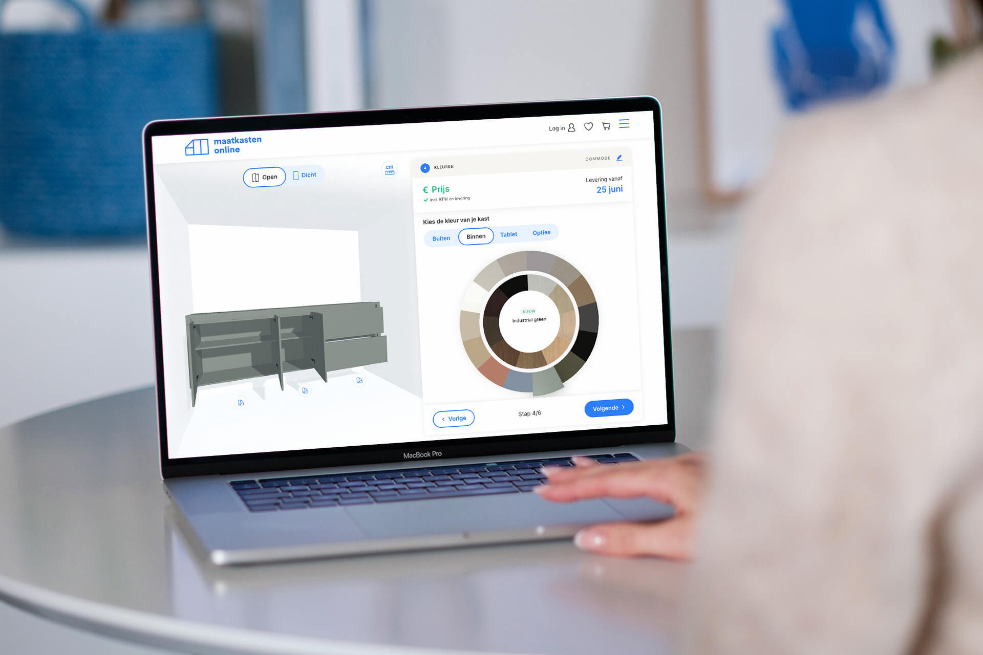 De ontwerptool van Maatkasten Online
